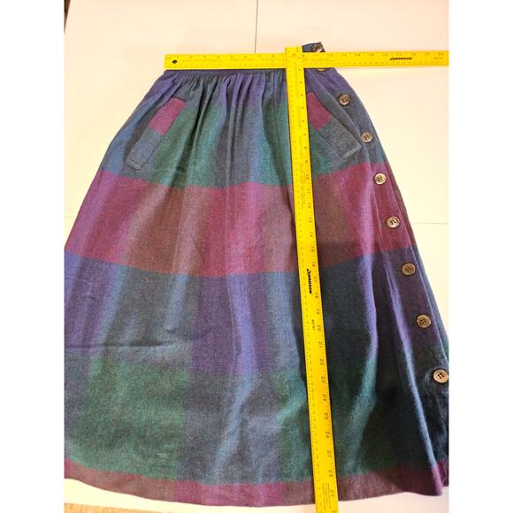 Vintage Liz Claiborne Wool Blend Check Plaid Pleated Midi Skirt Size 4 S 3830 - Picture 5 of 9